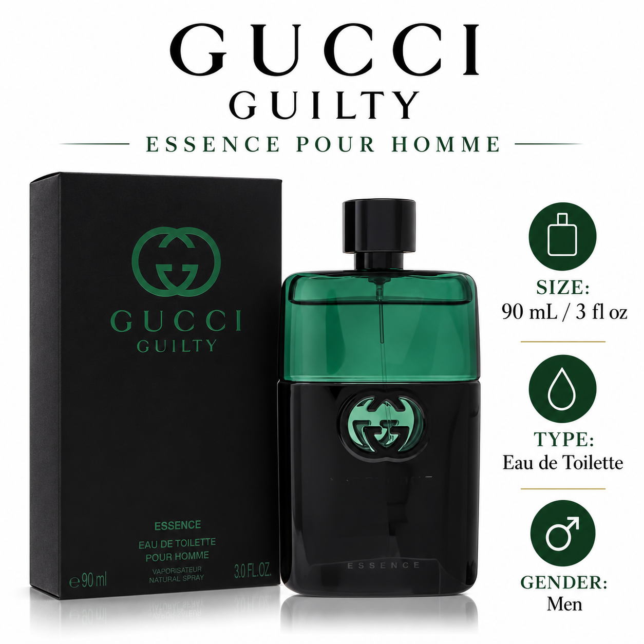 Guilty Black Essence by Gucci 3.0 Oz Eau De Toilette Spray for Men