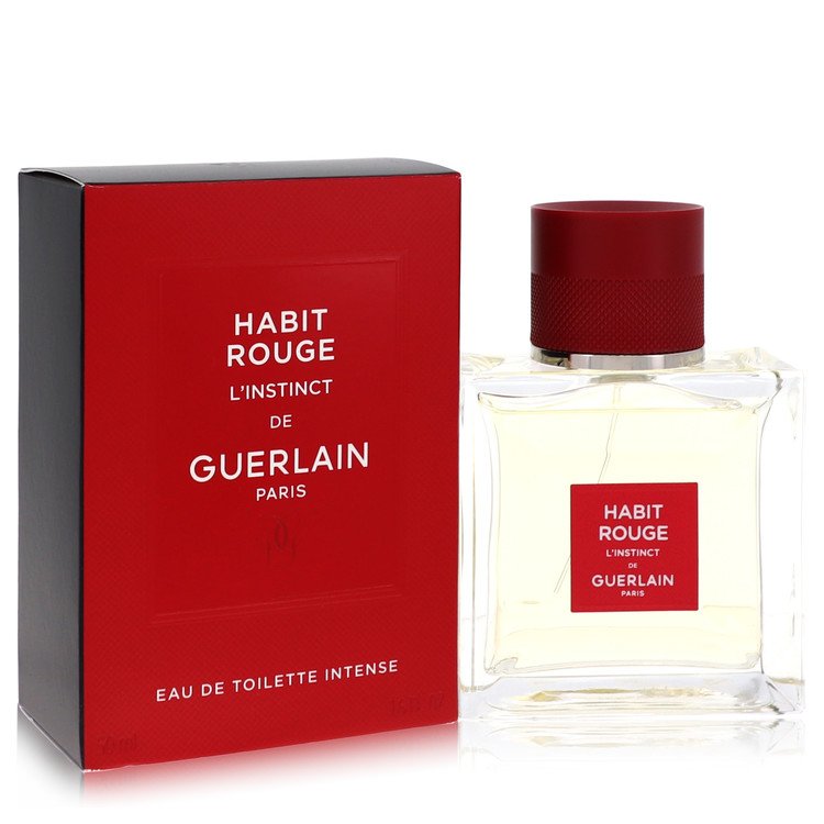 Habit Rouge L'instinct by Guerlain 1.6 Oz Eau De Toilette Intense Spray for Men