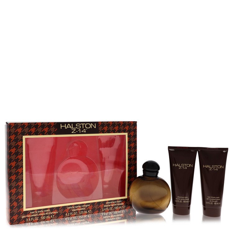 Halston Z-14 by Halston 4.2 Oz Gift Set - Cologne Spray + 3.4 Oz After Shave Balm + 3.4 Oz Hair & Body Wash for Men