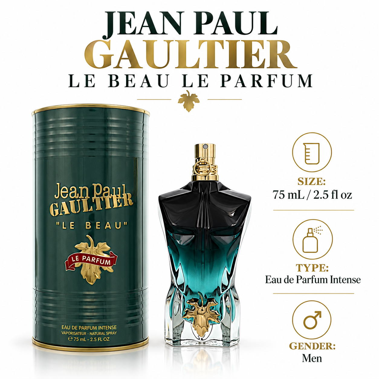 Le Beau Le Parfum by Jean Paul Gaultier 2.5 Oz Eau De Parfum Spray In Box for Men