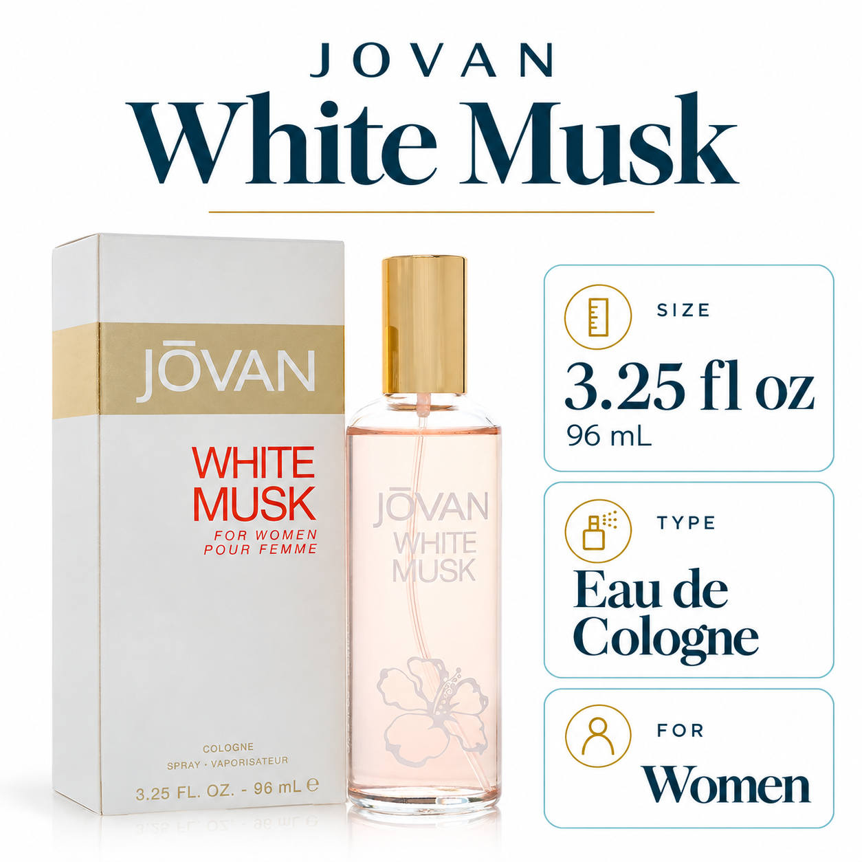 Jovan White Musk by Coty 3.25 Oz Cologne Spray In Box for Women