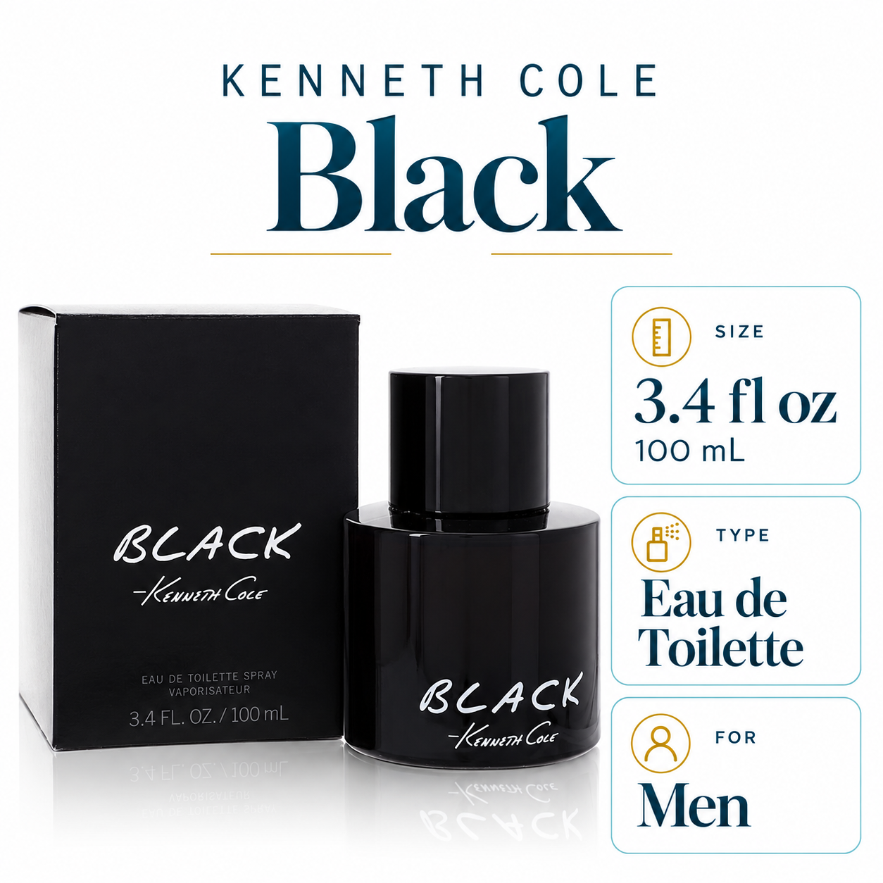 Black by Kenneth Cole 3.4 Oz Eau De Toilette for Men