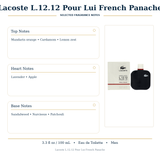 L.12.12 Pour Lui French Panache by Lacoste 3.3 Oz Eau De Toilette Spray In Box for Men