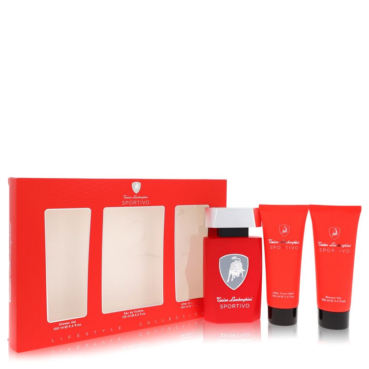 Lamborghini Sportivo by Tonino Lamborghini 4.2 Oz Gift Set - Eau De Toilette Spray + 3.4 Oz Shower Gel + 3.4 Oz After Shave Balm for Men