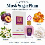 Musk Sugar Plum Thameen Collection by Lattafa 3.4 Oz Eau De Parfum Spray In Box for Women