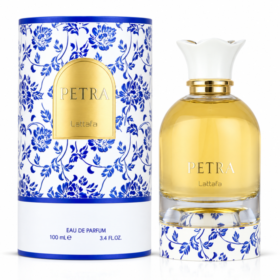 Lattafa Petra Eau de Parfum 100 mL for Women — bottle and box