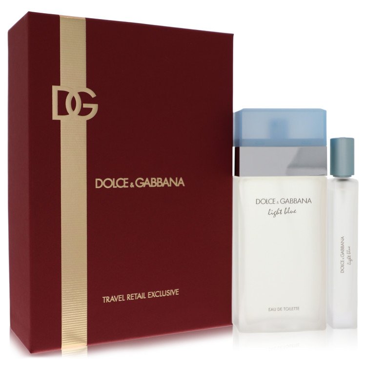 Light Blue by Dolce & Gabbana Gift Set -- 3.4 oz Eau De Toilette Spray + .33 oz EDT Spray Travel Exclusive for Women - Premium Designer Fragrance – Available at AAA Beauty
