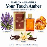 Lattafa Your Touch Amber by Lattafa 3.4 Oz Eau De Parfum Spray In Box for Men