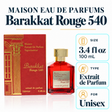 Barakkat Rouge 540 By Maison Cologne 3.4 Oz Extrait De Parfum Spray For Men - Box