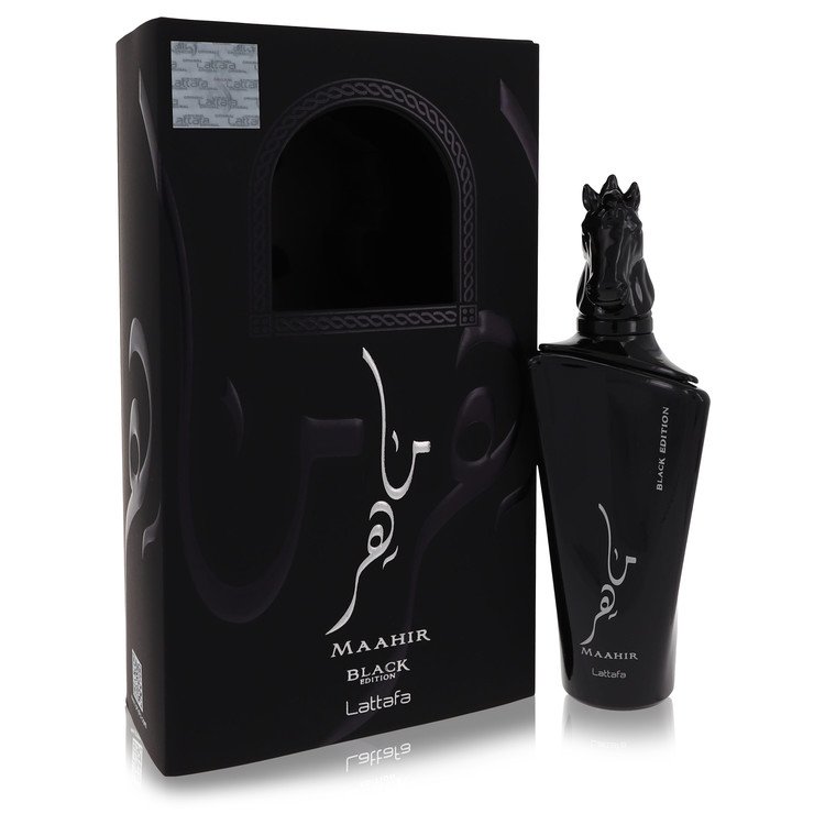 Maahir Black By Lattafa Cologne 3.4 Oz Eau De Parfum Spray For Men - Box