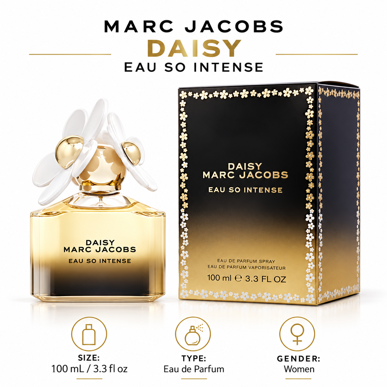 Marc Jacobs Daisy Eau So Intense by Marc Jacobs 3.3 Oz Eau De Parfum Spray In Box for Women