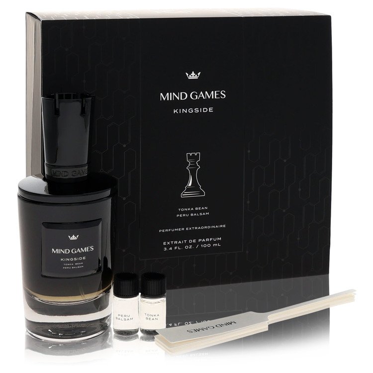 Mind Games Kingside by Mind Games 3.4 Oz Gift Set - Extrait De Parfum Spray + Two 0.10 Mini Eau De Parfum Travel Size + Testing Papers for Men