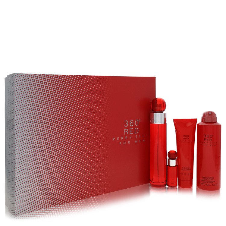 Perry Ellis 360 Red by Perry Ellis 3.4 Oz Eau De Toilette Shower Gel Gift Set for Men