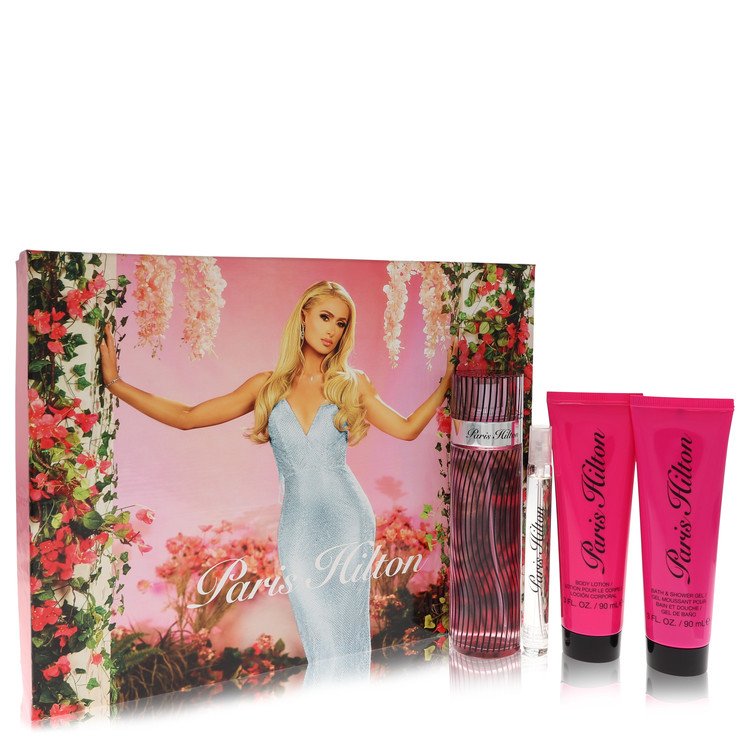Paris Hilton by Paris Hilton 3.4 Oz Gift Set - Eau De Parfum Spray + 3 Oz Body Lotion + 3 Oz Shower Gel + .34 Oz Mini Eau De Parfum Spray for Women