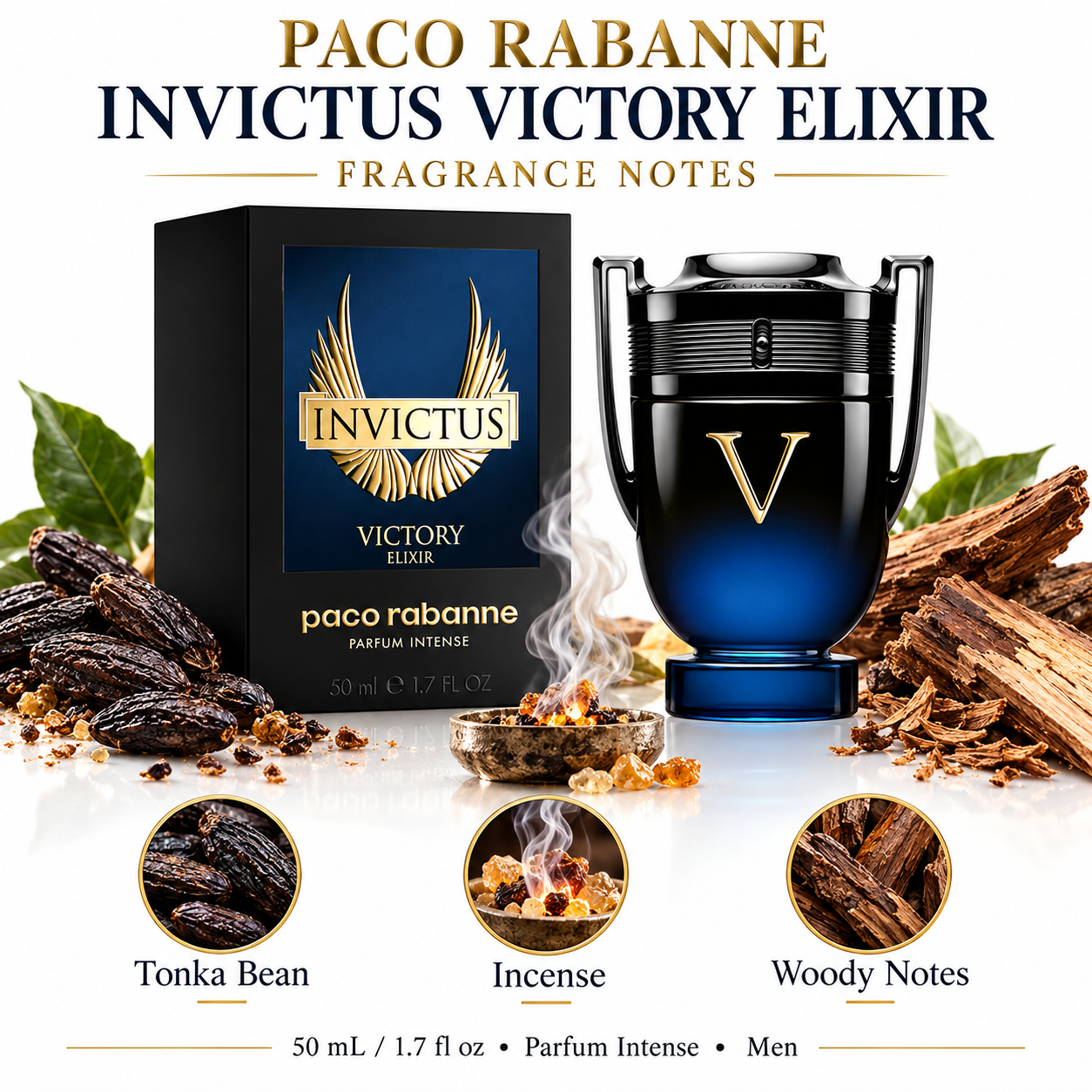 Invictus Victory Elixir by Paco Rabanne 1.7 Oz Parfum Intense Spray for Men
