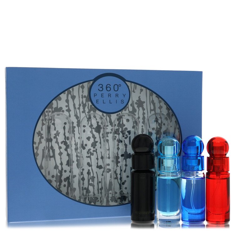Perry Ellis 360 by Perry Ellis 25 Oz Gift Set - Four Piece Travel Gift Set Includes . Mini Eau De Toilette Spray Of Each. 360 Black, 360 , 360 Very Blue, 360 Red. for Men