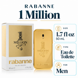 1 Million by Paco Rabanne 1.7 Oz Eau De Toilette Spray In Box for Men