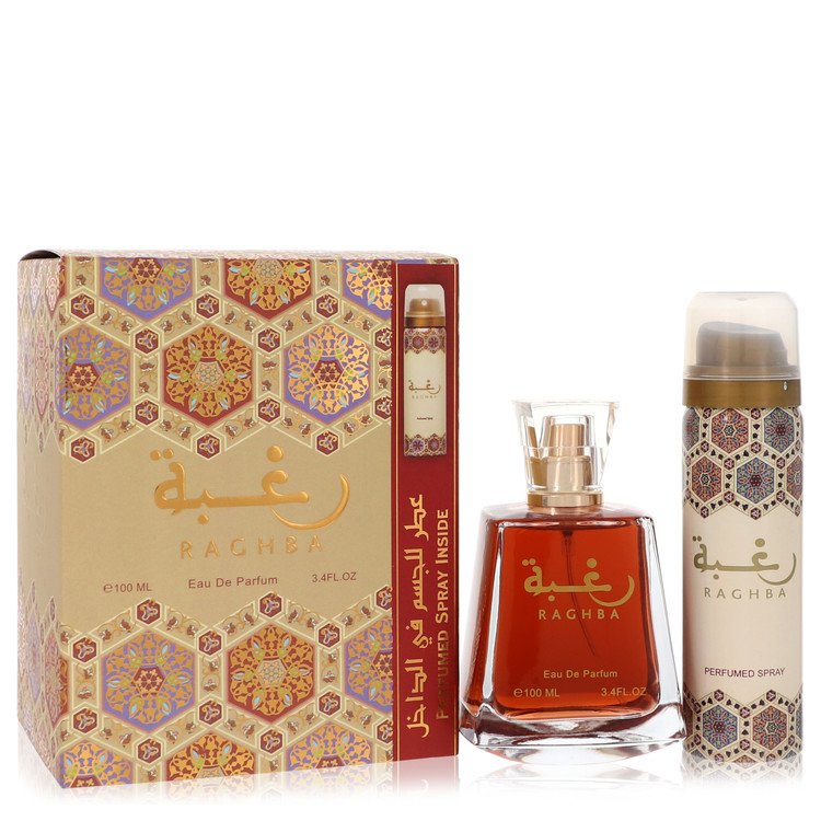 Lattafa Raghba by Lattafa 3.4 Oz Eau De Parfum Spray Plus 1.7 Oz Deodorant Spray for Men