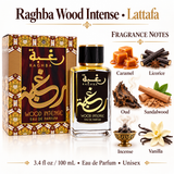 Raghba Wood Intense by Lattafa 3.4 Oz Eau De Parfum for Men