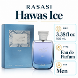 Hawas Ice by Rasasi 3.38 Oz Eau De Parfum Spray In Box for Men
