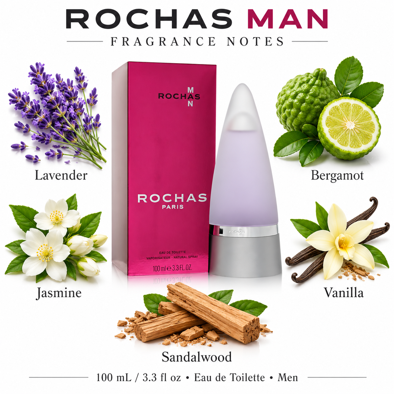 ROCHAS MAN 100 mL / 3.3 fl oz Eau de Toilette Men — main image