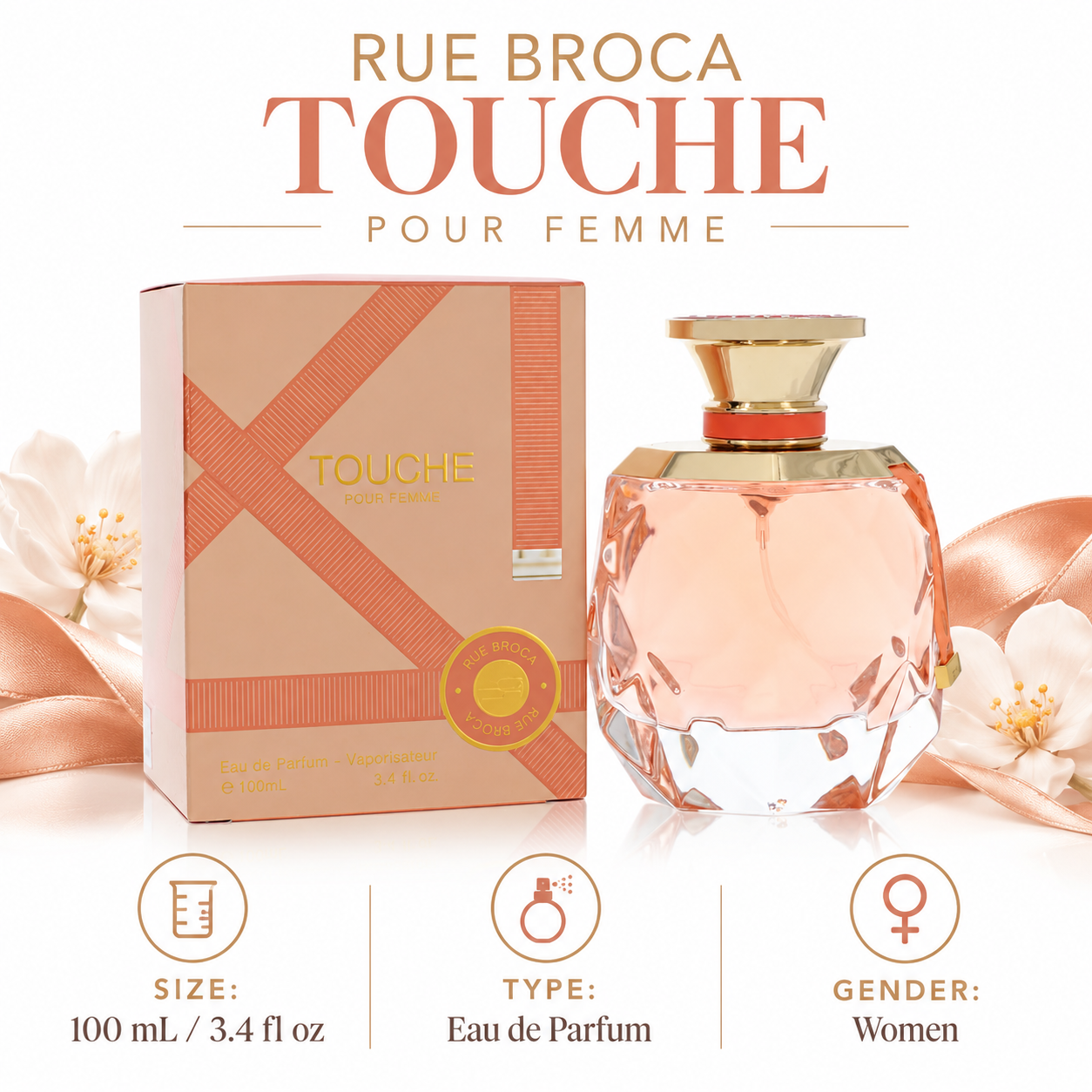 Touche Pour Femme by Rue Broca 3.4 Oz Eau De Parfum Spray for Women
