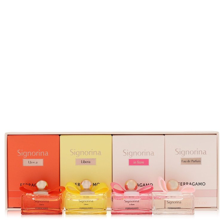 Signorina by Salvatore Ferragamo Gift Set -- Signorina, Siginorina in Fiore, Signorina Libera, Signorina Unica each in 0.17 oz EDP size for Women