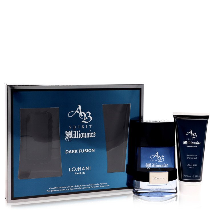 Spirit Millionaire Dark Fusion by Lomani 3.3 Oz Gift Set - Eau De Parfum Spray + Shower Gel for Men