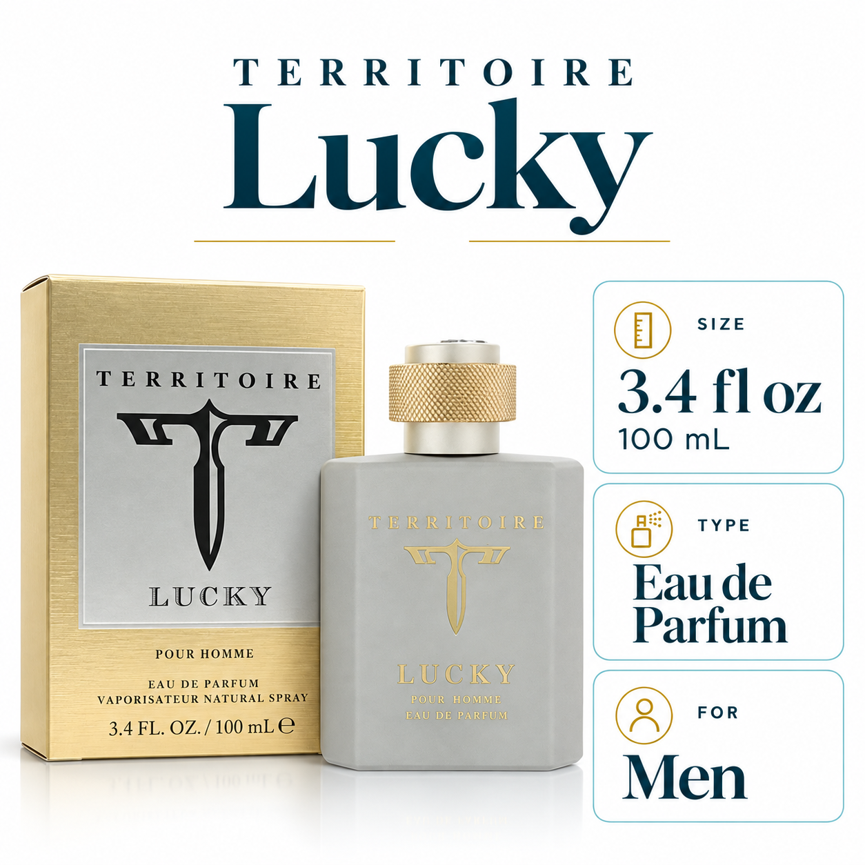 Territoire Lucky by Yzy Perfume 3.4 Oz Eau De Parfum Spray In Box for Men