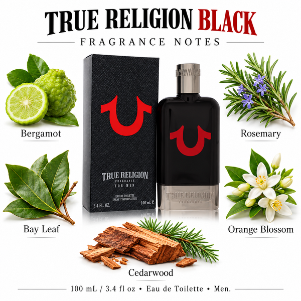Black by True Religion 3.4 Oz Eau De Toilette Spray In Box for Men
