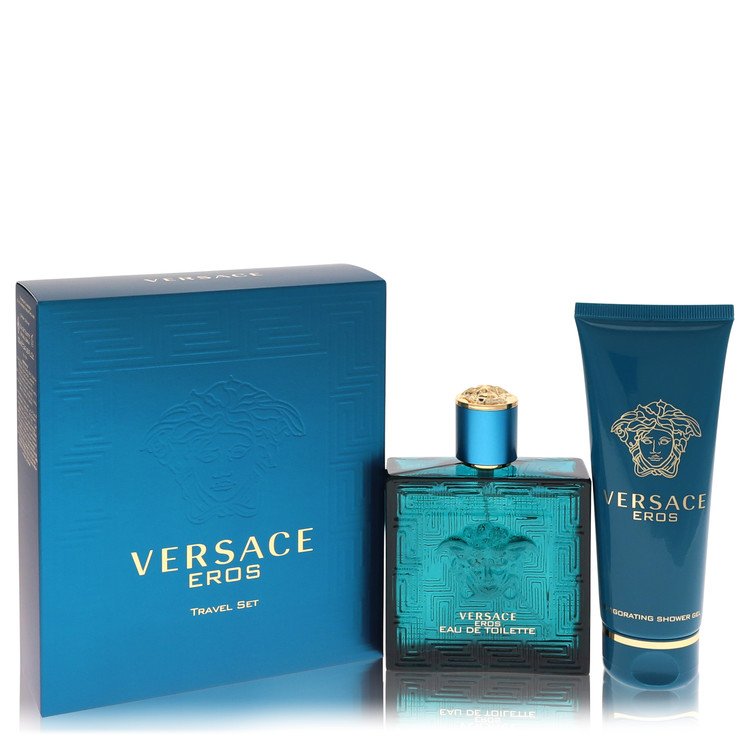 Versace Eros by Versace Travel Set (3.4 Oz Eau De Toilette Sp & 3.4 Oz Shower Gel) for Men