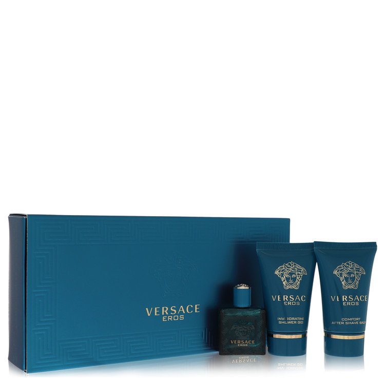 Versace Eros by Versace Gift Set -- .17 oz Mini EDT + .8 oz Shower Gel + .8 oz After Shave Balm for Men - Premium Designer Fragrance – Available at AAA Beauty