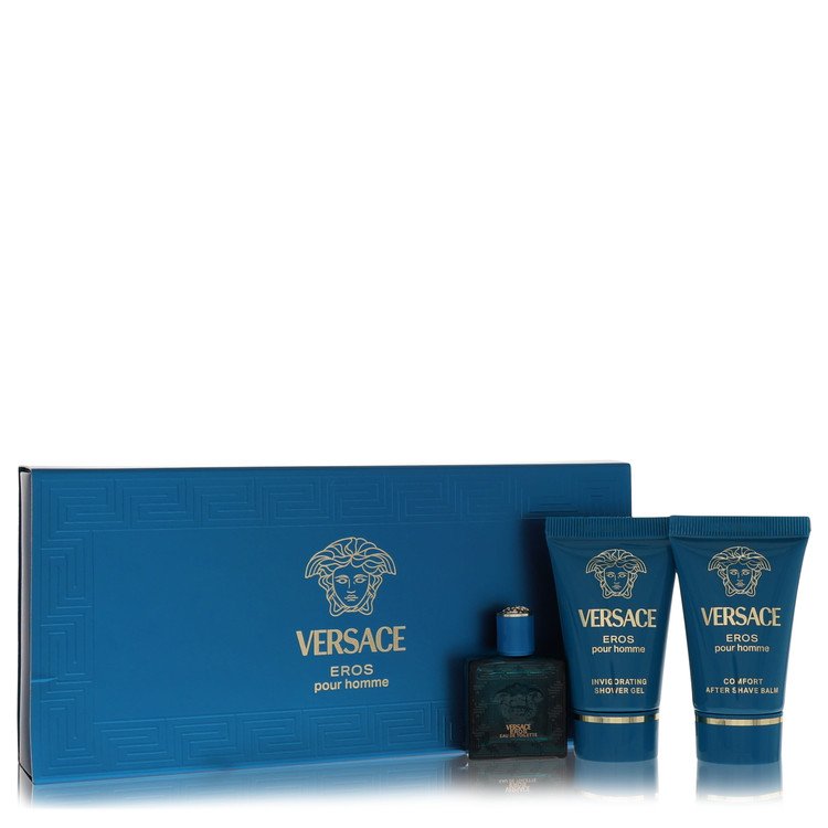 Versace Eros by Versace 17 Oz Gift Set - . Mini Eau De Toilette + .8 Oz Shower Gel + .8 Oz After Shave Balm for Men