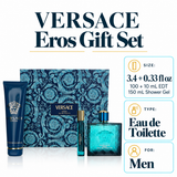 Cologne Versace Eros 3Pcset 3.4 Oz  EDT Spray / 5.0 S.Gel / 10Ml EDT Spray for Men
