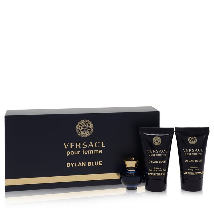 Versace Pour Femme Dylan Blue by Versace 0.17 Oz Gift Set - Mini Eau De Parfum + 0.8 Oz Body Lotion + 0.8 Oz Shower Gel for Women