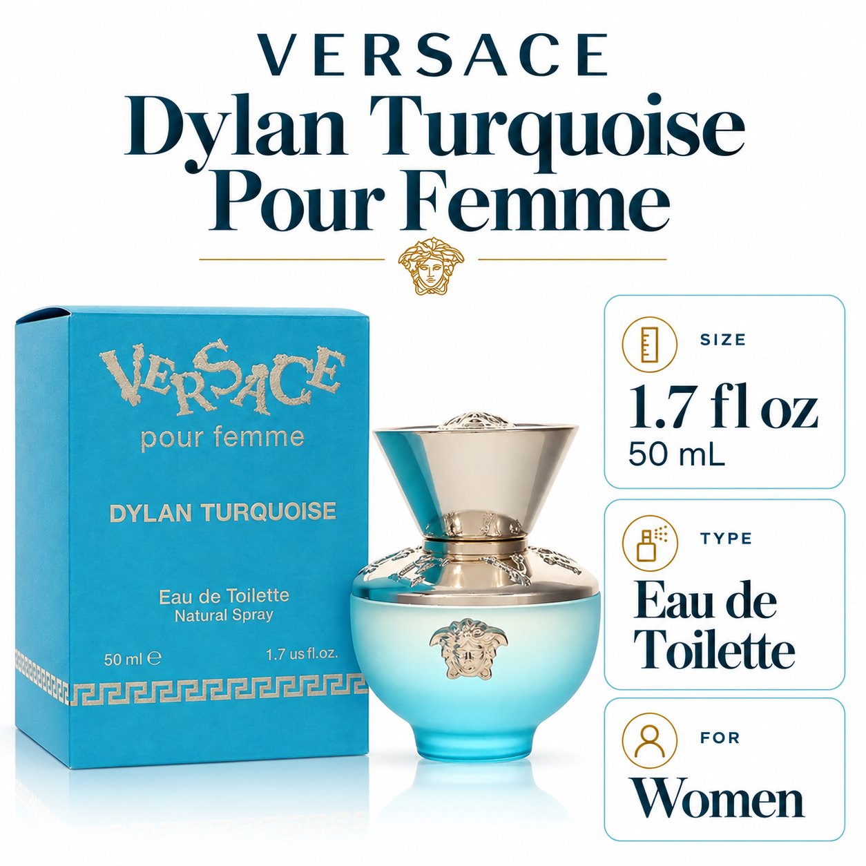 Versace Pour Femme Dylan Turquoise by Versace 1.7 Oz Eau De Toilette Spray for Women