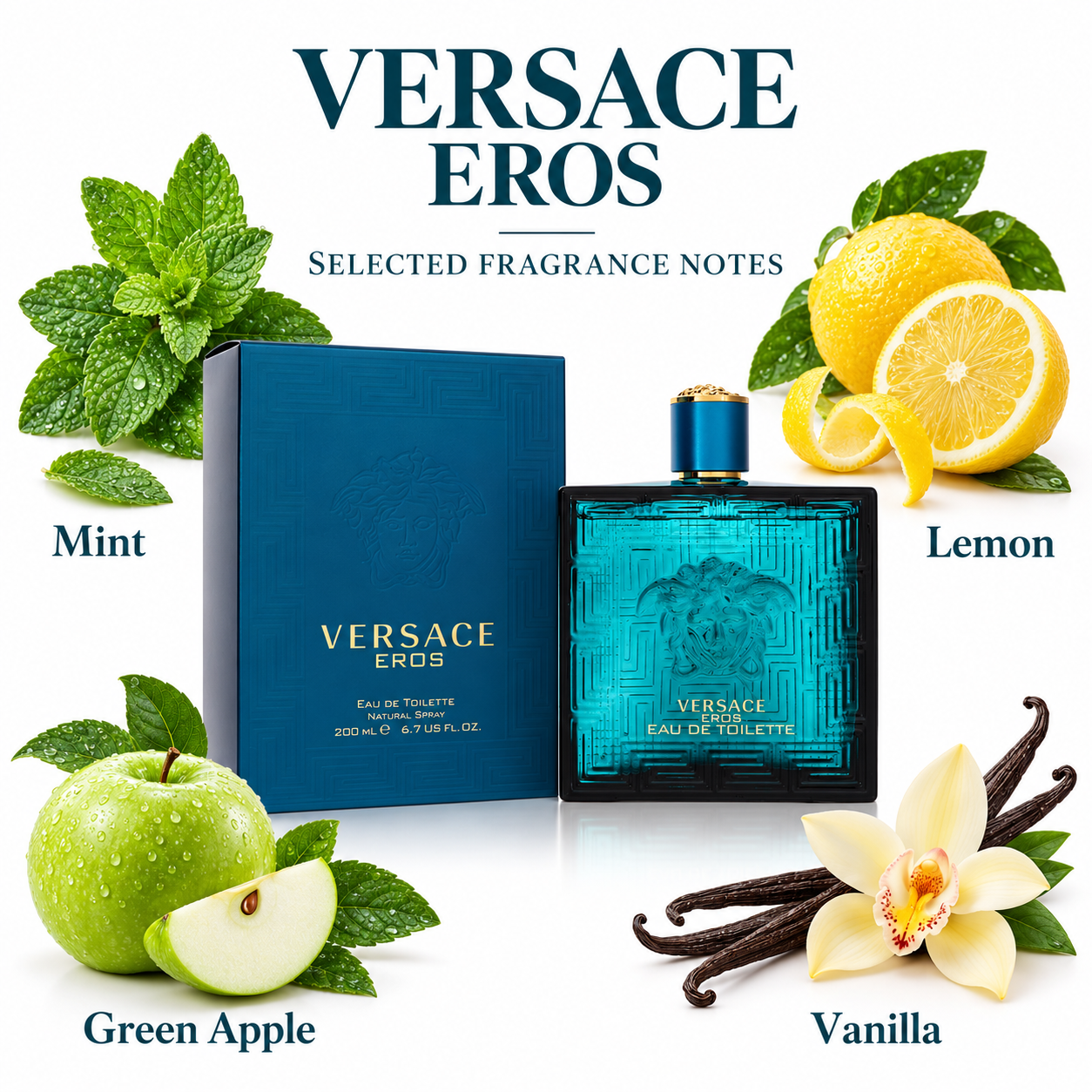 Versace Eros by Versace 6.7 Oz Eau De Toilette Spray In Box for Men