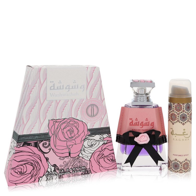 Washwashah by Lattafa 3.4 Oz Eau De Parfum Spray Plus 1.7 Oz Deodorant for Women