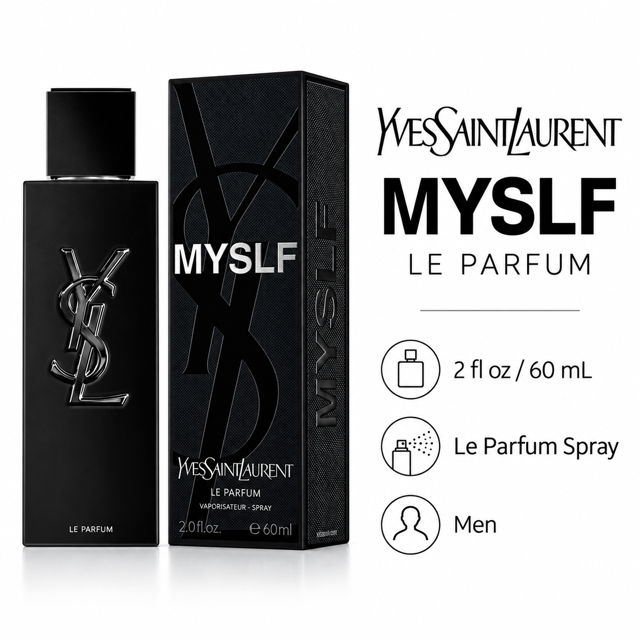 Myslf Le Parfum by Yves Saint Laurent 2 Oz Parfum Spray In Box for Men