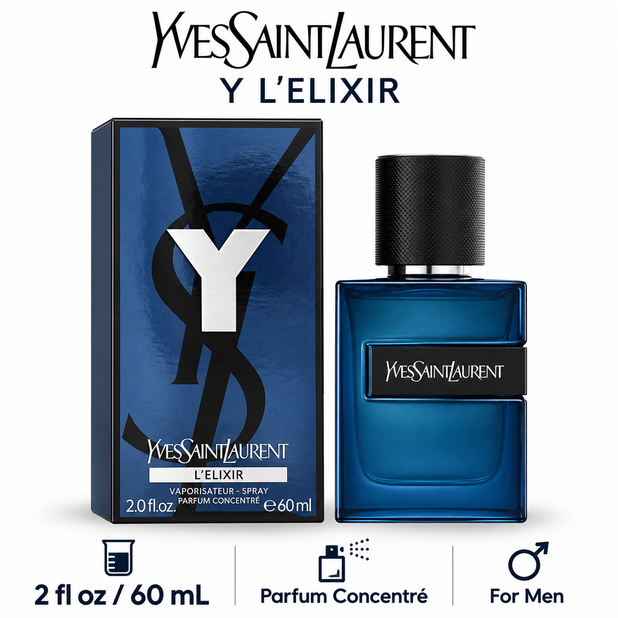 Y Elixir Parfum by Yves Saint Laurent 2 Oz Parfum Spray In Box for Men