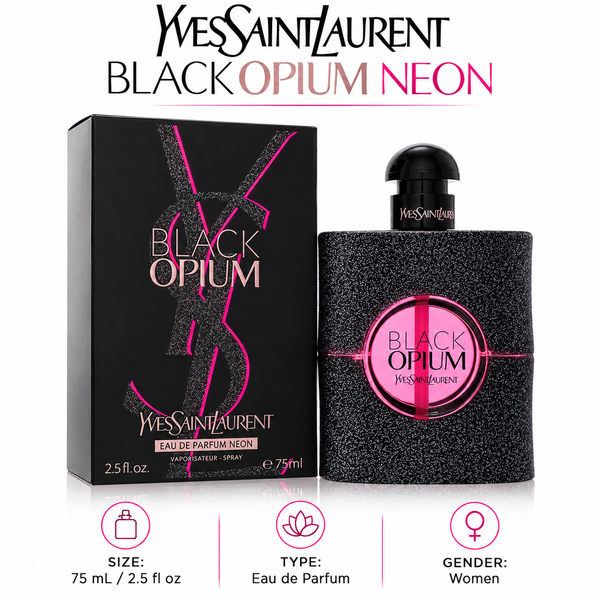Black Opium by Yves Saint Laurent 2.5 Oz Eau De Parfum Neon Spray for Women