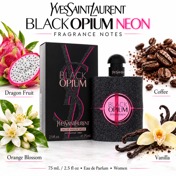 Black Opium by Yves Saint Laurent 2.5 Oz Eau De Parfum Neon Spray for Women