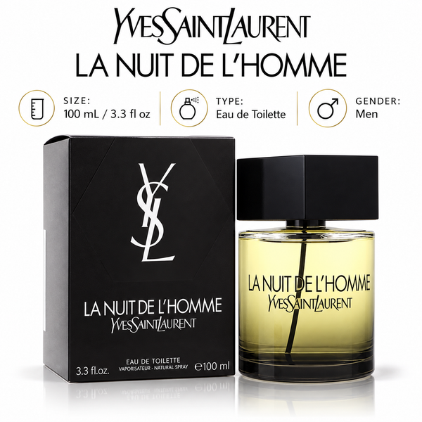 La Nuit De Lhomme by Yves Saint Laurent 3.3 Oz Eau De Toilette Spray In Box for Men