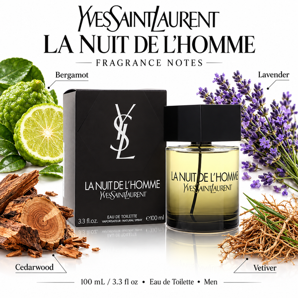 La Nuit De Lhomme by Yves Saint Laurent 3.3 Oz Eau De Toilette Spray In Box for Men