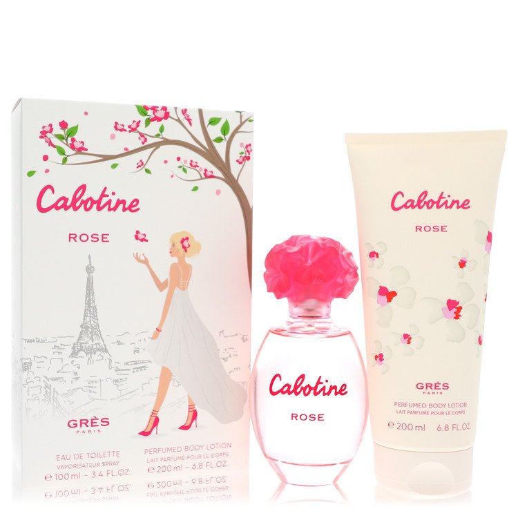 Cabotine Rose by Parfums Gres 3.4 Oz Gift Set - Eau De Toilette Spray + 6.7 Oz Body Lotion for Women