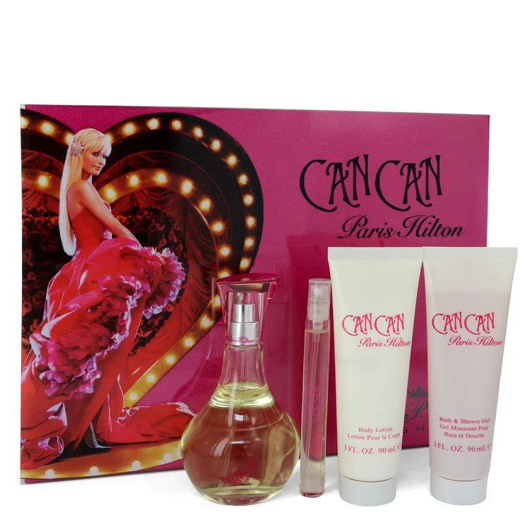 Paris Hilton Can Can By Paris Hilton 4 Piece Gift Set - 3.4 Oz Eau De Parfum Spray, 0.34 Oz Eau De Parfum Spray, 3.0 Oz Body Lotion, 3.0 Oz Shower Gel For Women In Gift Set