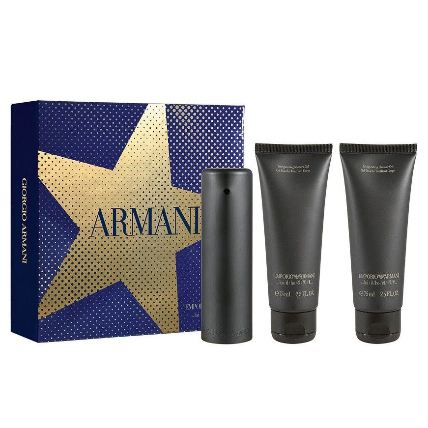 Emporio Armani 3 Pc Set EDT Spray 1.7, Sg 2 X 2.5 Oz Cologne by Giorgio Armani for Men