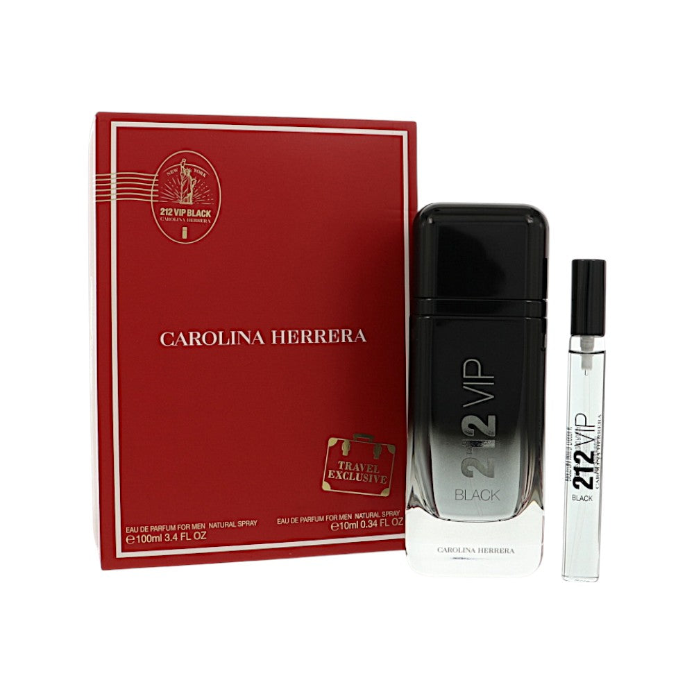 212 Vip Black by Carolina Herrera 3.4 Oz Eau De Parfum Spray Gift Set for Men