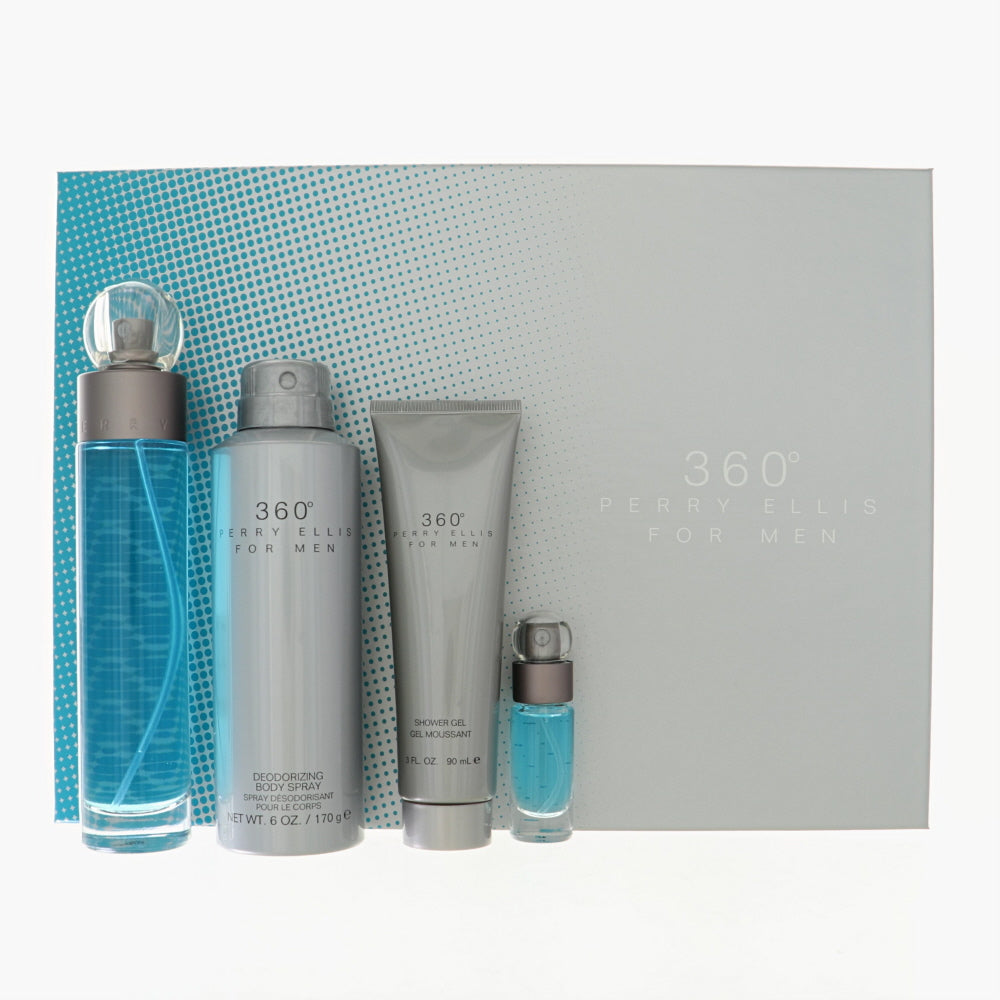 360 3.4, Deo 6.0, Sg 3.0 by Perry Ellis 0.25 Oz Eau De Toilette Spray for Men 4 Pc Set