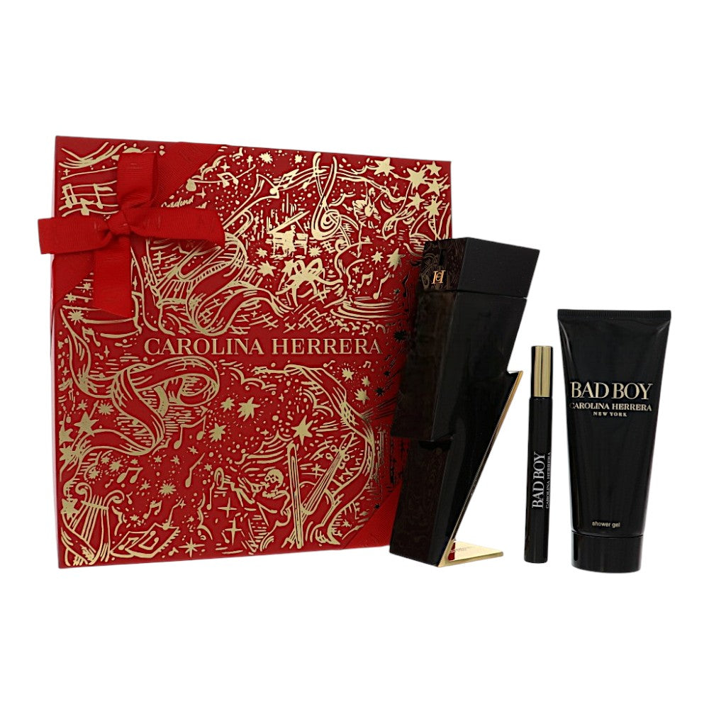 Bad Boy by Carolina Herrera 3.4 Oz Eau De Toilette Shower Gel Gift Set for Men